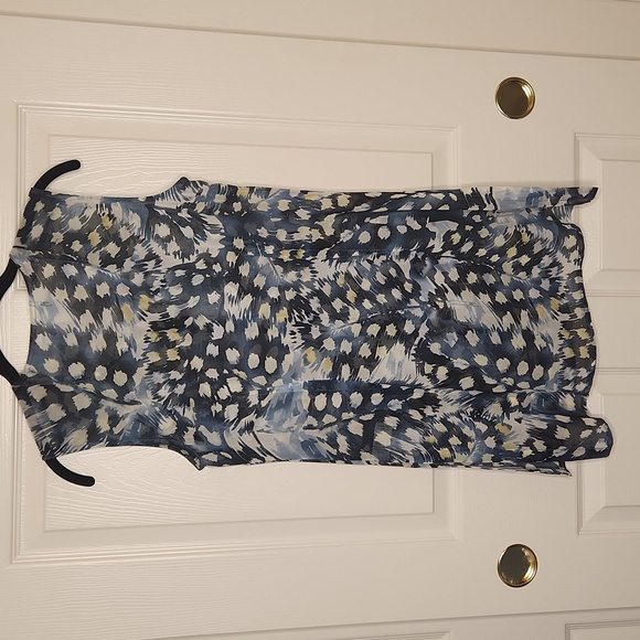 Cabi Women's Blue/White DappledDot Floral Semi Sheer Sleeveless TunicTop Size XS - Picture 12 of 12